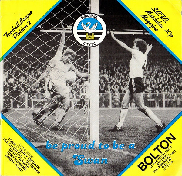 English Football Program: Swansea City vs. Bolton Wanderers (February 28, 1981)