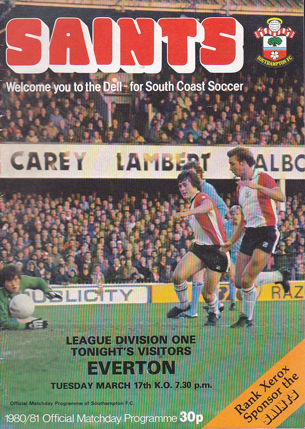 English Football Program: Southampton vs. Everton (March 17, 1981)