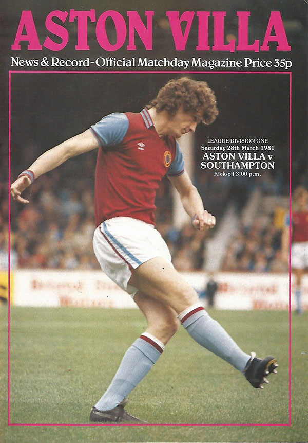 English Football Program: Aston Villa vs. Southampton (March 28, 1981)