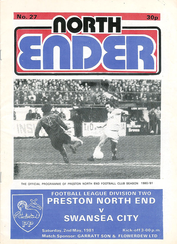 English Football Program: Preston North End vs. Swansea City (May 2, 1981)