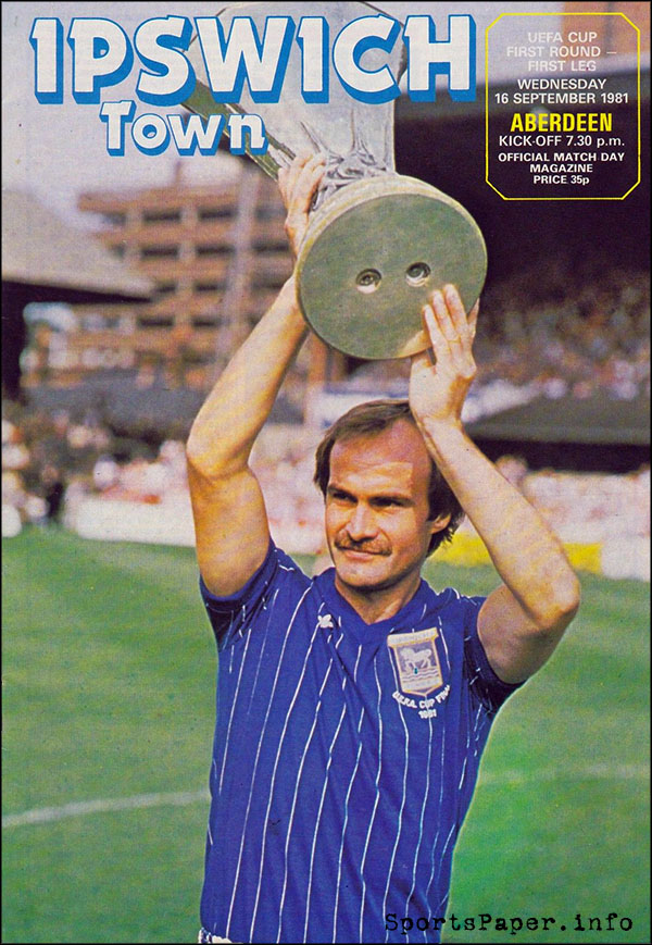 English Football Program: Ipswich Town vs. Aberdeen (September 16, 1981)