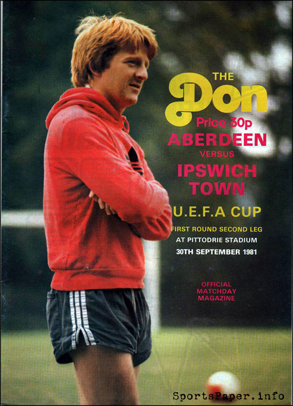 English Football Program: Aberdeen vs. Ipswich Town (September 30, 1981)