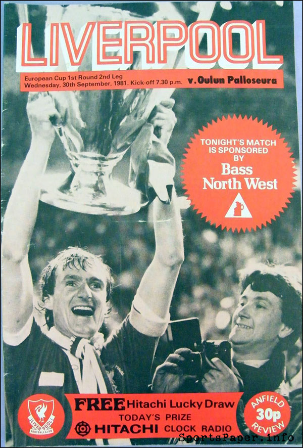 English Football Program: Liverpool vs. Oulun Palloseura (September 30, 1981)