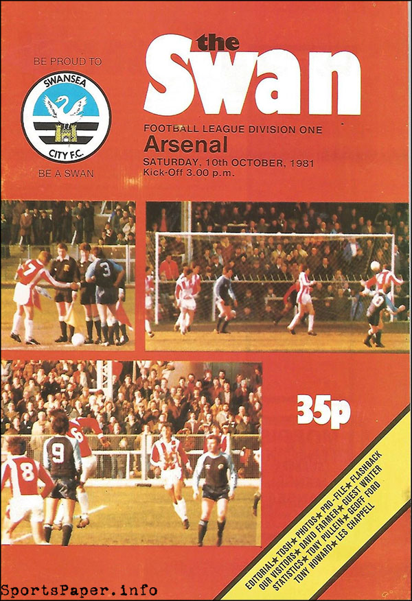 English Football Program: Swansea City vs. Arsenal (October 10, 1981)