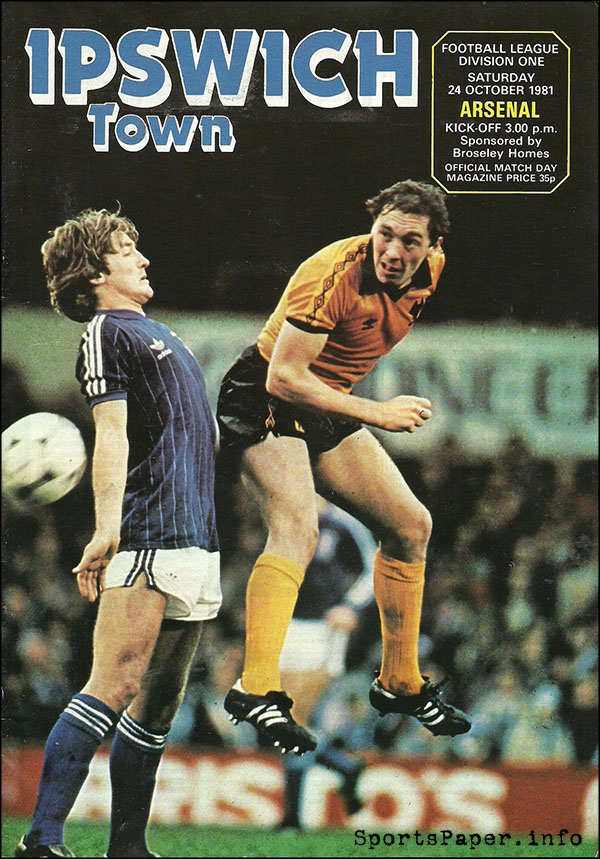 English Football Program: Ipswich Town vs. Arsenal (October 24, 1981)