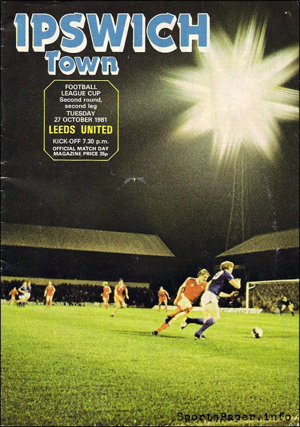 English Football Program: Ipswich Town vs. Leeds United (October 27, 1981)