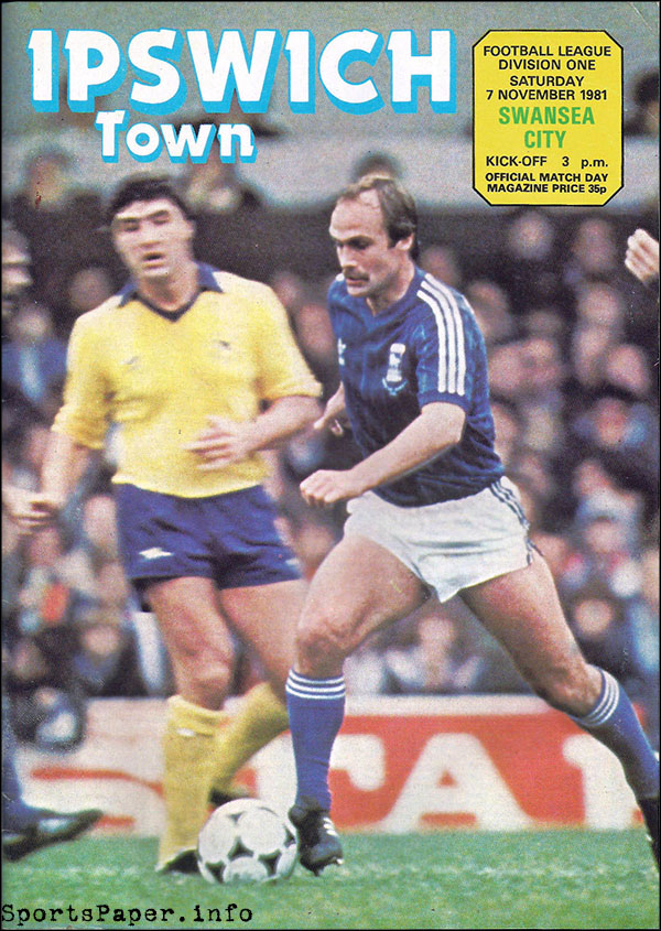 English Football Program: Ipswich Town vs. Swansea City (November 7, 1981)