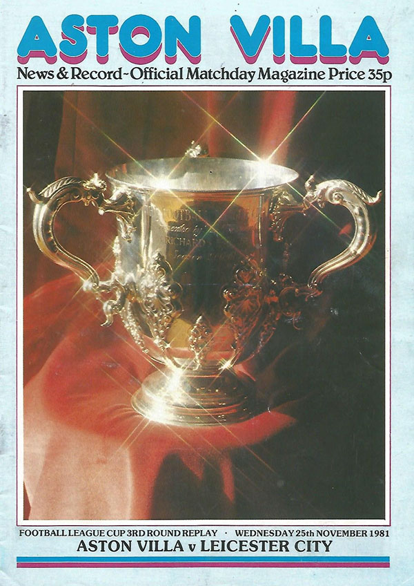 English Football Program: Aston Villa vs. Leicester City (November 25, 1981)