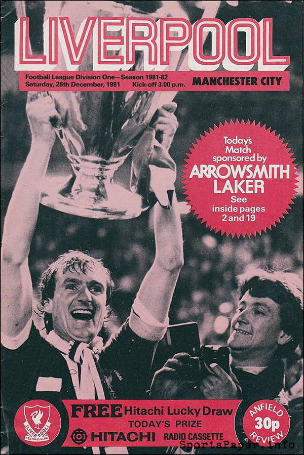 English Football Program: Liverpool vs. Manchester City (December 26, 1981)