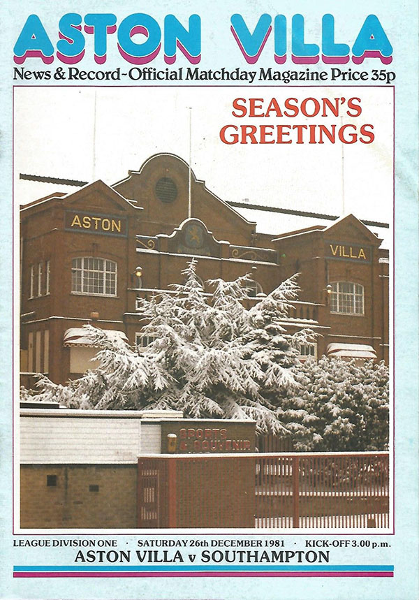 English Football Program: Aston Villa vs. Southampton (December 26, 1981)