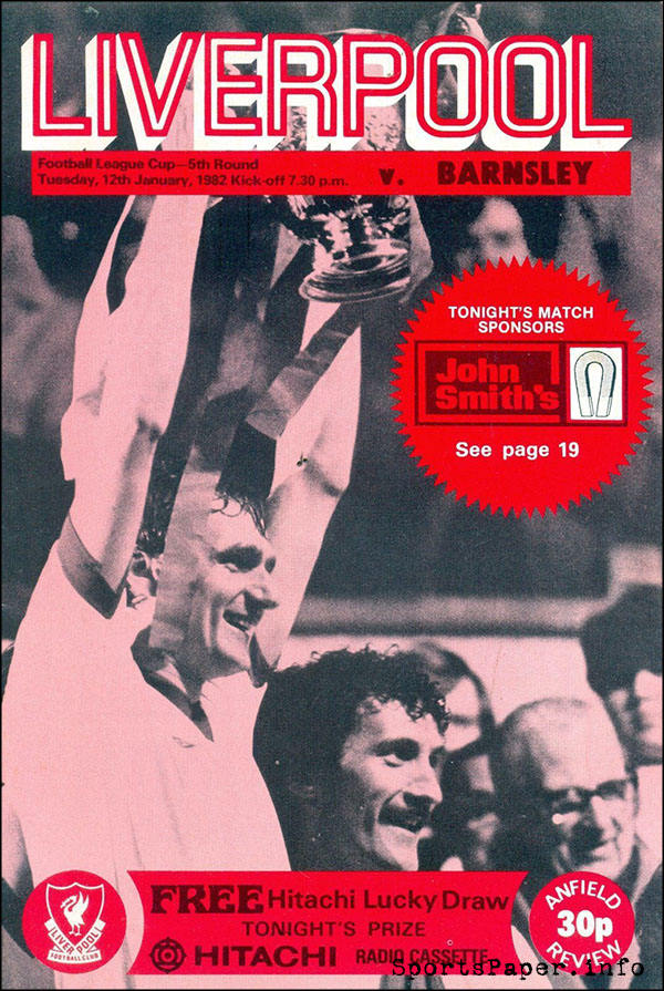 English Football Program: Liverpool vs. Barnsley (January 12, 1982)