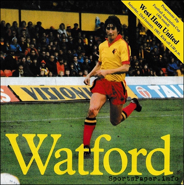 English Football Program: Watford vs. West Ham United (January 23, 1982)