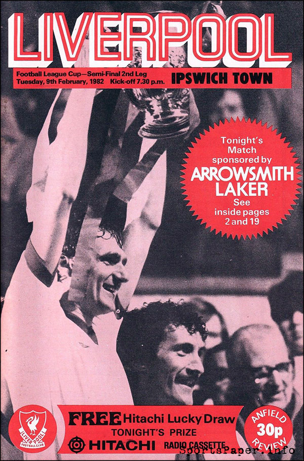 English Football Program: Liverpool vs. Ipswich Town (February 9, 1982)