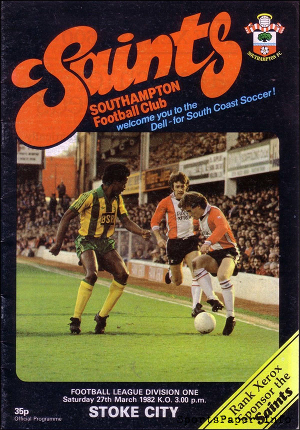 English Football Program: Southampton vs. Stoke City (March 27, 1982)
