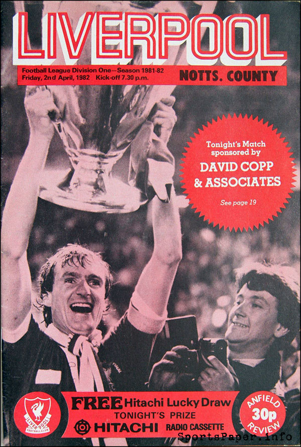 English Football Program: Liverpool vs. Notts County (April 2, 1982)