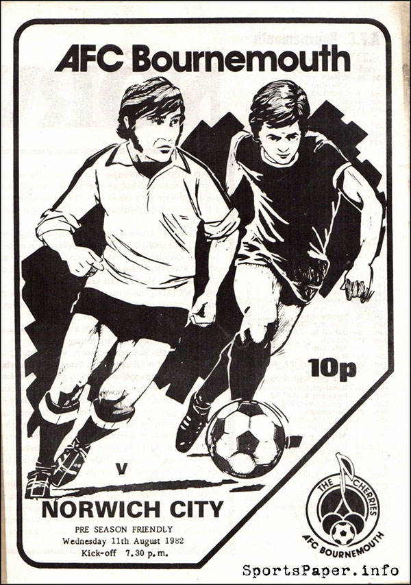 English Football Program: AFC Bournemouth vs. Norwich City (August 11, 1982)