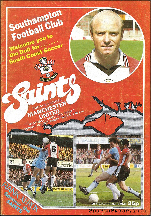 English Football Program: Southampton vs. Manchester United (September 18, 1982)
