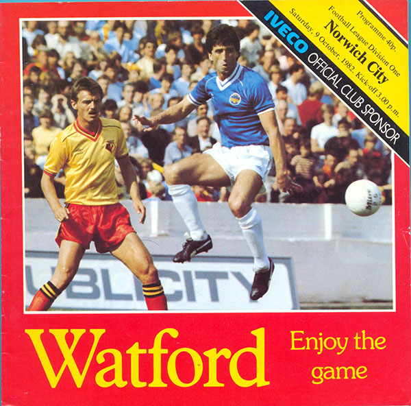 English Football Program: Watford vs. Norwich City (October 9, 1982)