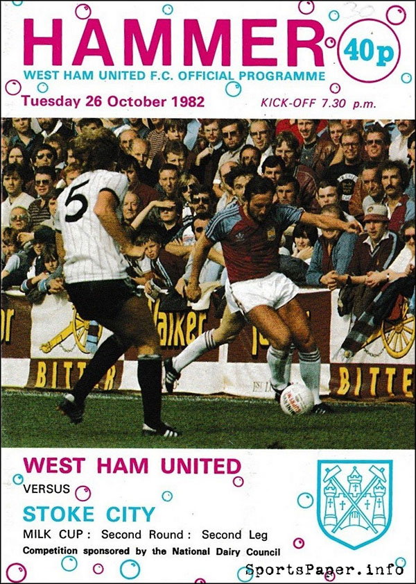 English Football Program: West Ham United vs. Stoke City (October 26, 1982)