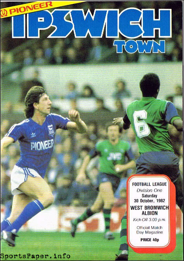 English Football Program: Ipswich Town vs. West Bromwich Albion (October 30, 1982)