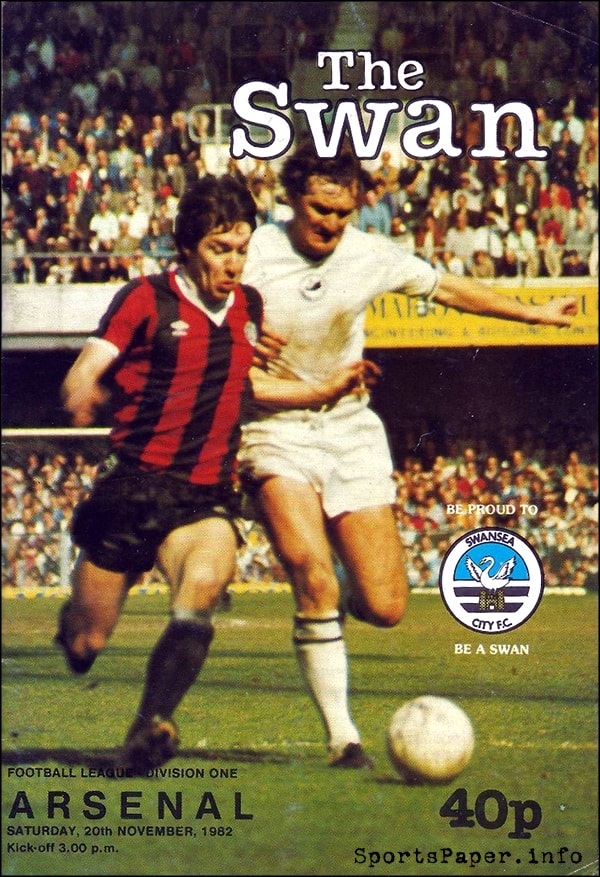 English Football Program: Swansea City vs. Arsenal (November 20, 1982)