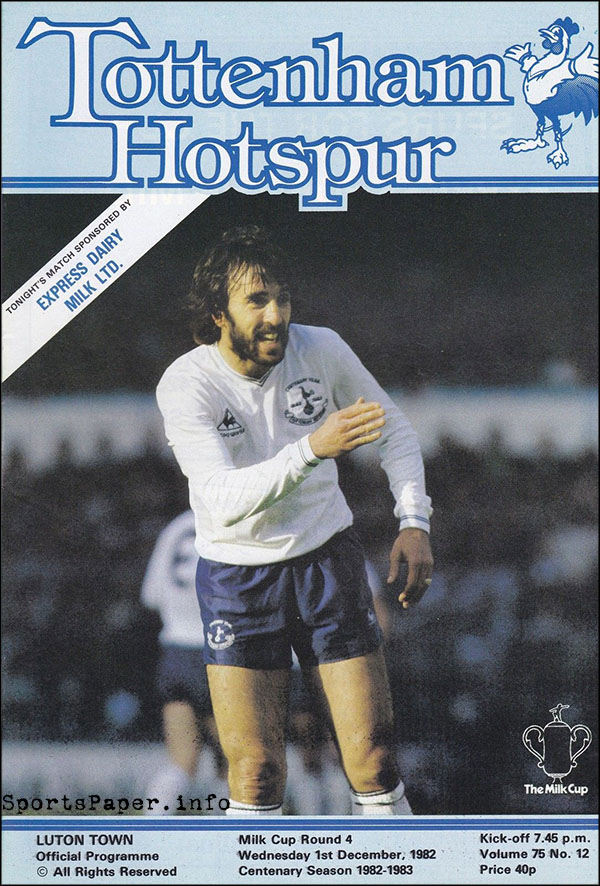 English Football Program: Tottenham Hotspur vs. Luton Town (December 1, 1982)