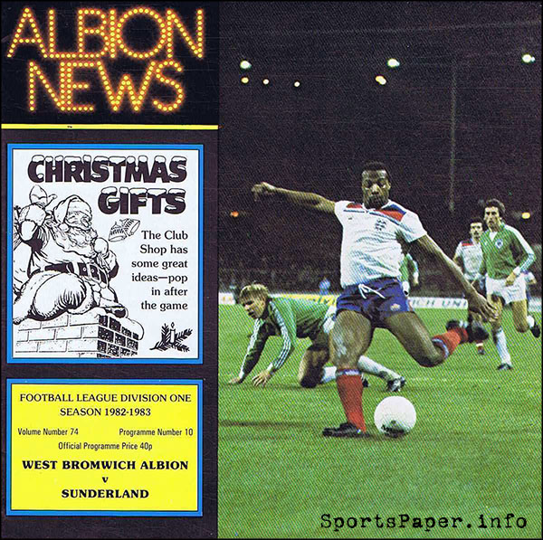 English Football Program: West Bromwich Albion vs. Sunderland (December 11, 1982)