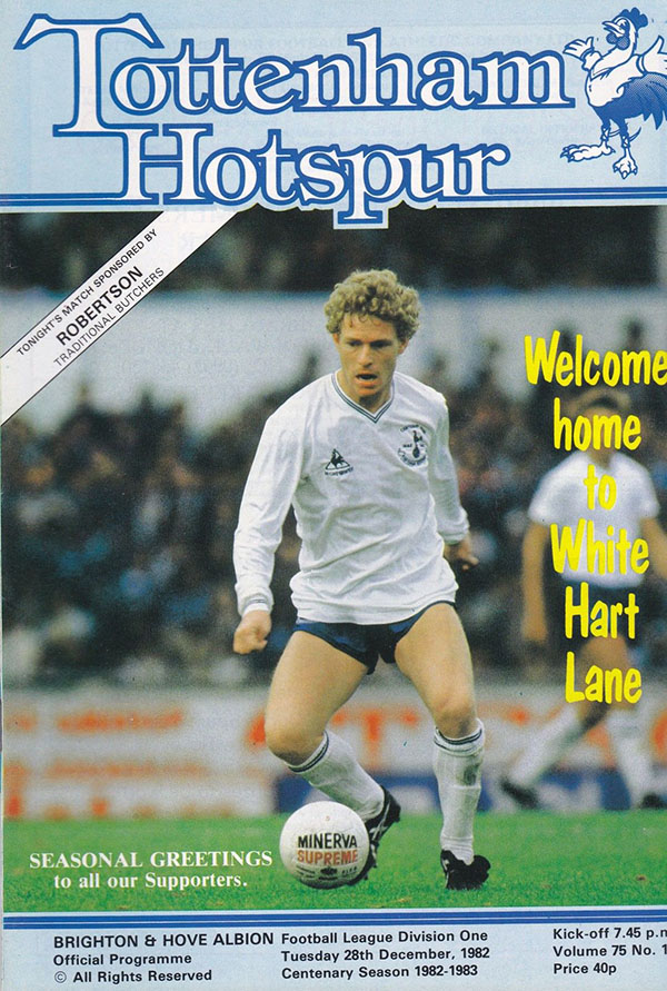 English Football Program: Tottenham Hotspur vs. Brighton & Hove Albion (December 28, 1982)