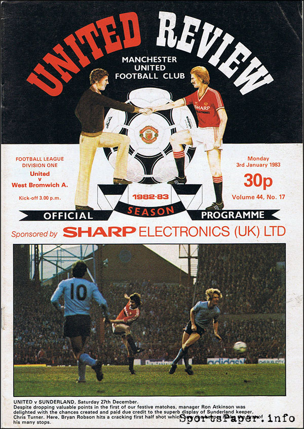 English Football Program: Manchester United vs. West Bromwich Albion (January 3, 1983)