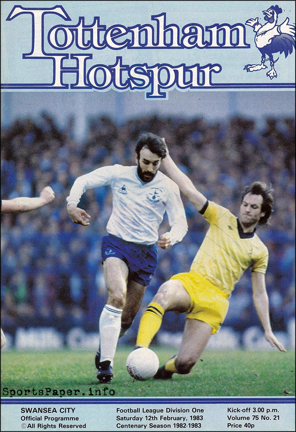 English Football Program: Tottenham Hotspur vs. Swansea City (February 12, 1983)