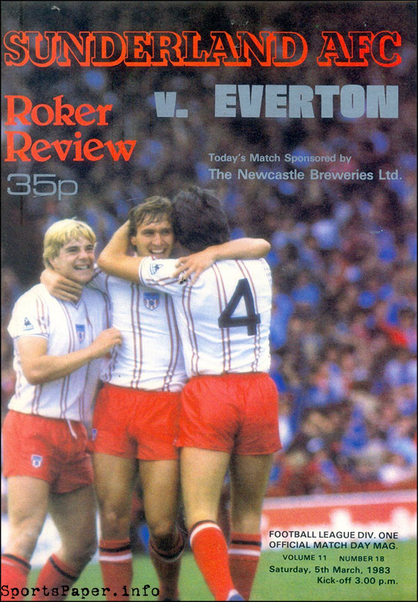 English Football Program: Sunderland vs. Everton (March 5, 1983)