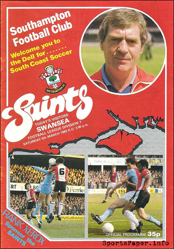 English Football Program: Southampton vs. Swansea City (March 5, 1983)