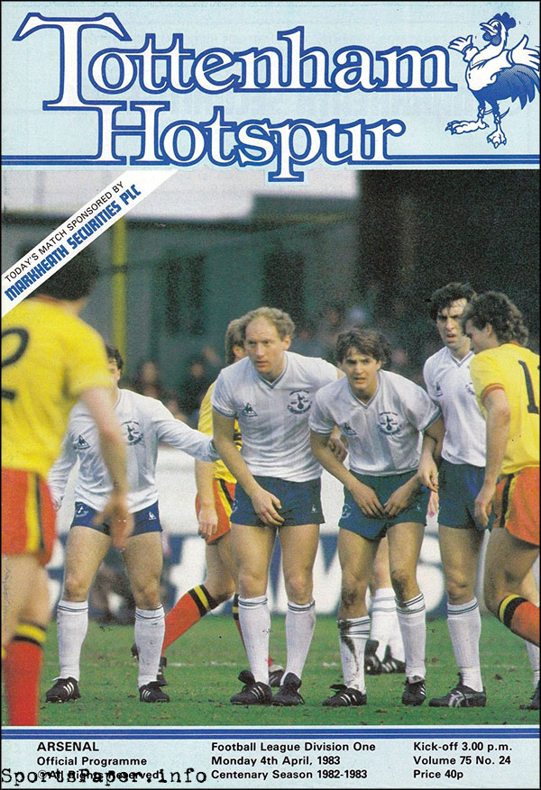 English Football Program: Tottenham Hotspur vs. Arsenal (April 4, 1983)
