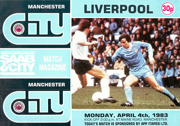 English Football Program: Manchester City vs. Liverpool (April 4, 1983)