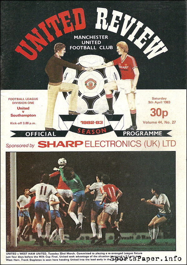 English Football Program: Manchester United vs. Southampton (April 9, 1983)