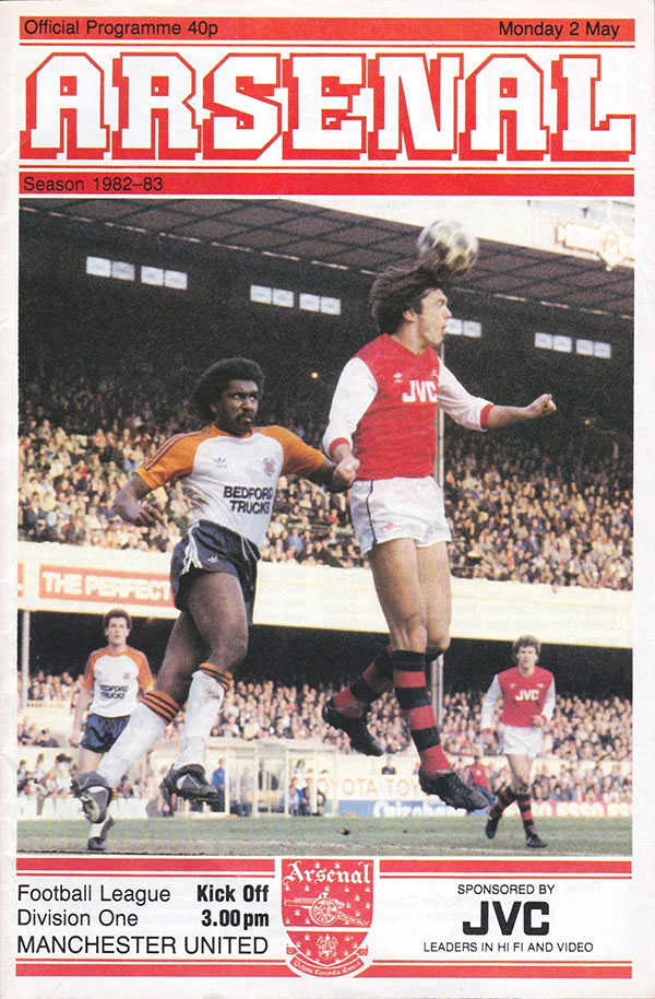 English Football Program: Arsenal vs. Manchester United (May 2, 1983)