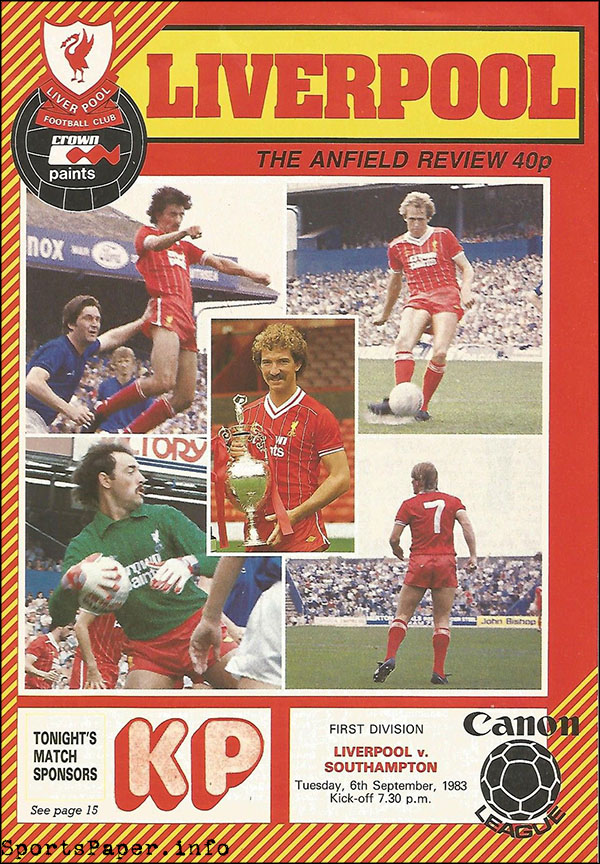 English Football Program: Liverpool vs. Southampton (September 6, 1983)