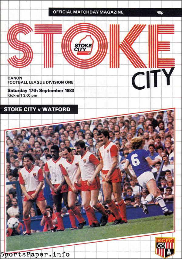 English Football Program: Stoke City vs. Watford (September 17, 1983)