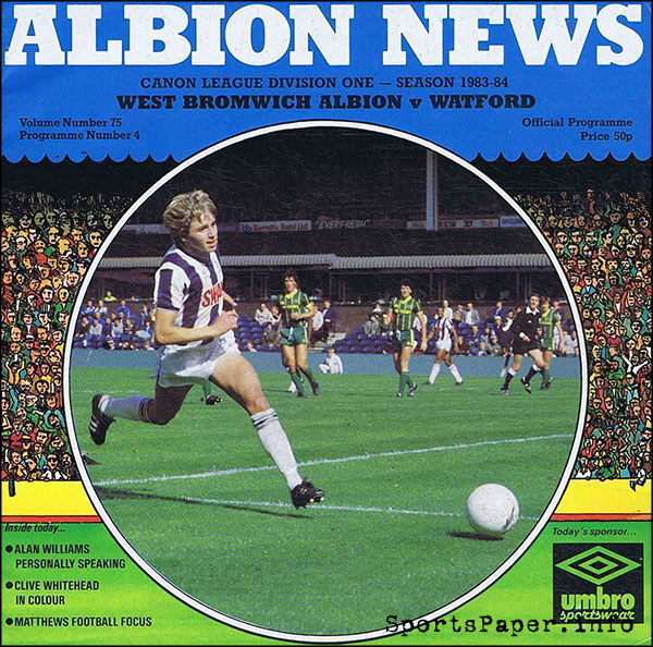 English Football Program: West Bromwich Albion vs. Watford (October 1, 1983)