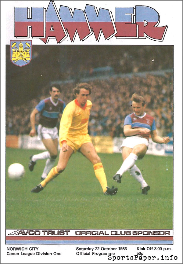 English Football Program: West Ham United vs. Norwich City (October 22, 1983)