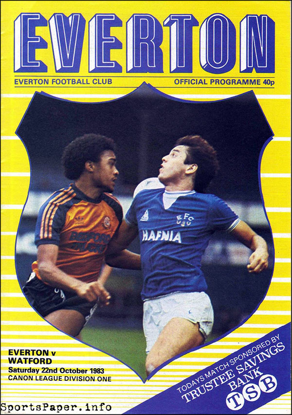 English Football Program: Everton vs. Watford (October 22, 1983)