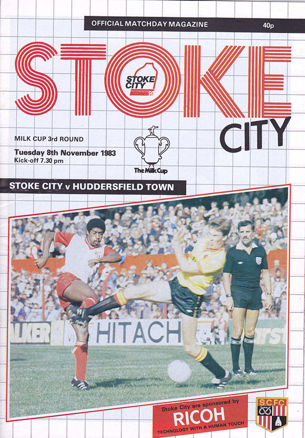 English Football Program: Stoke City vs. Huddersfield Town (November 8, 1983)