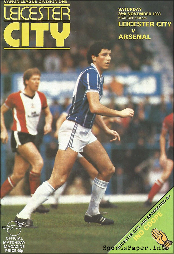 English Football Program: Leicester City vs. Arsenal (November 26, 1983)