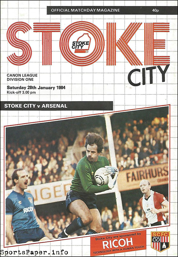 English Football Program: Stoke City vs. Arsenal (January 28, 1984)