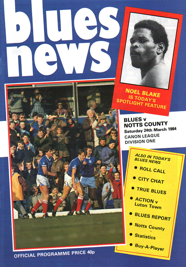 English Football Program: Birmingham City vs. Notts County (March 24, 1984)