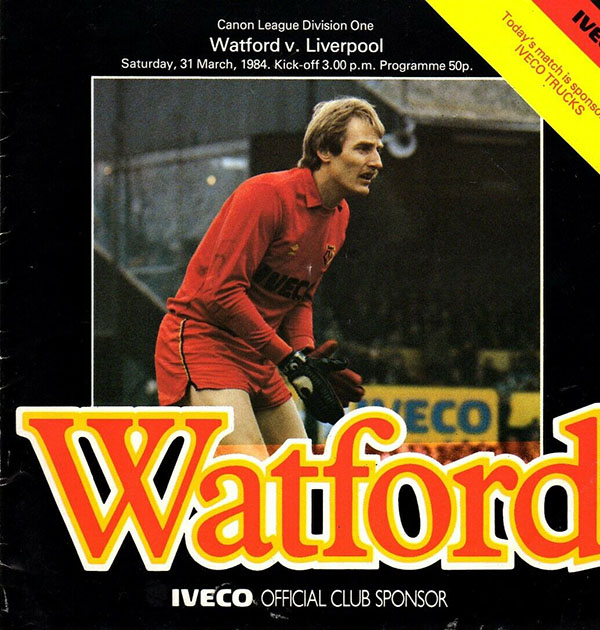 English Football Program: Watford vs. Liverpool (March 31, 1984)