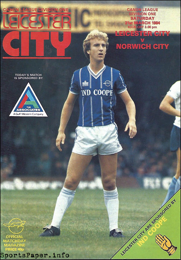 English Football Program: Leicester City vs. Norwich City (March 31, 1984)
