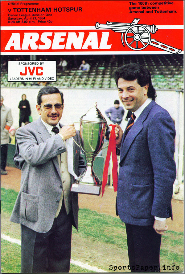 English Football Program: Arsenal vs. Tottenham Hotspur (April 21, 1984)
