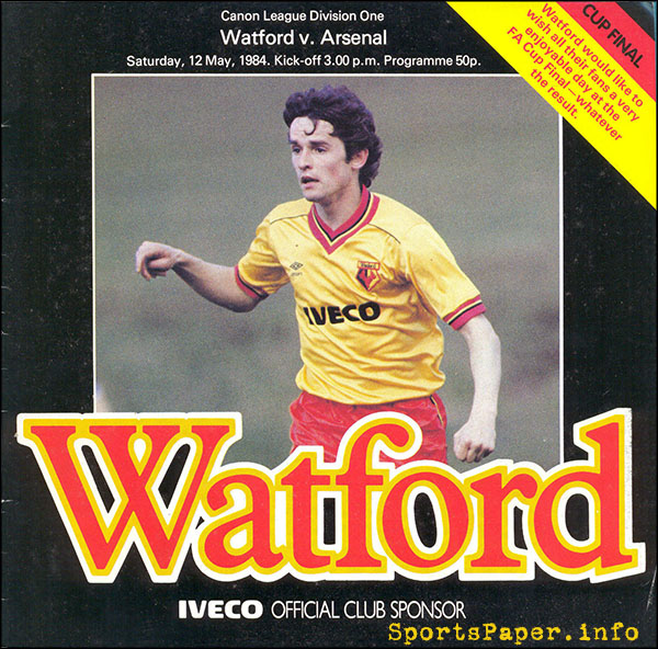 English Football Program: Watford vs. Arsenal (May 12, 1984)