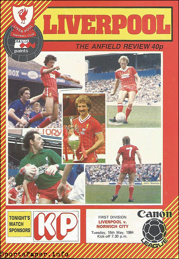 English Football Program: Liverpool vs. Norwich City (May 15, 1984)
